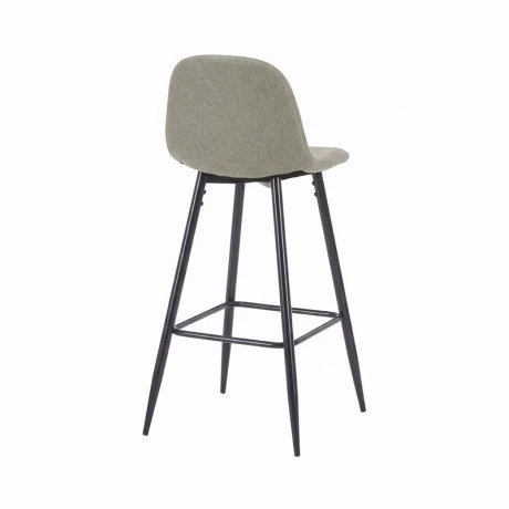 Middle height bar stool Bella pakoworld olive green fabric with black metal leg 41.5x49x98cm