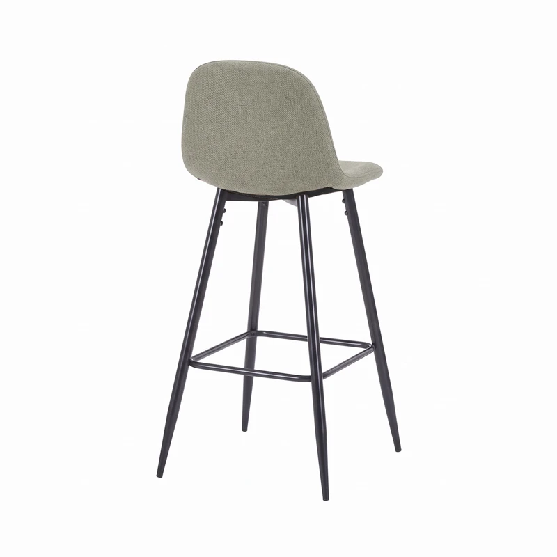 Middle height bar stool Bella pakoworld olive green fabric with black metal leg 41.5x49x98cm