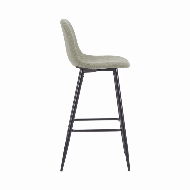 Middle height bar stool Bella pakoworld olive green fabric with black metal leg 41.5x49x98cm