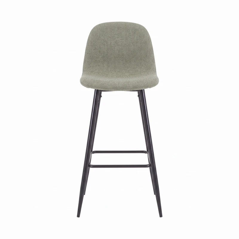 Middle height bar stool Bella pakoworld olive green fabric with black metal leg 41.5x49x98cm