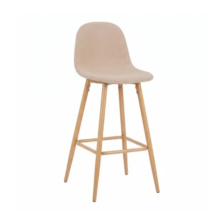 Mid-height bar stool Bella pakoworld beige fabric with natural color metal leg 41.5x49x98cm