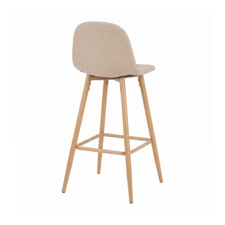 Mid-height bar stool Bella pakoworld beige fabric with natural color metal leg 41.5x49x98cm