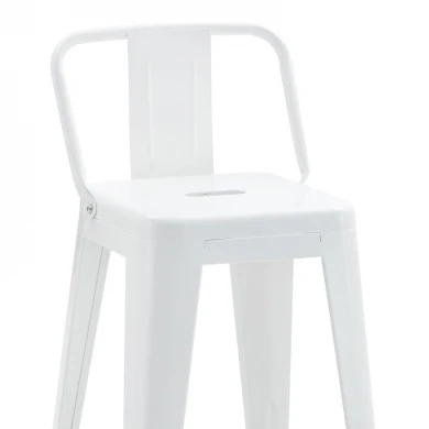 Mid-height bar stool with back Utopia pakoworld metal in white shade 42x42x86cm