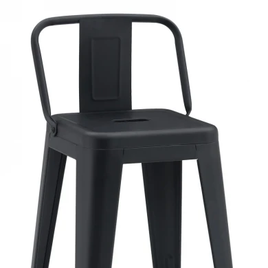 Mid-height Bar stool with backrest Utopia pakoworld metal black matte 42x42x86cm
