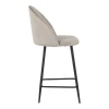 Medium height bar stool Perch pakoworld velvet in gray with black metal legs 50x43x99cm