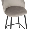 Medium height bar stool Perch pakoworld velvet in gray with black metal legs 50x43x99cm