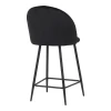 Medium height bar stool Perch pakoworld velvet in black with black metal legs 50x43x99cm