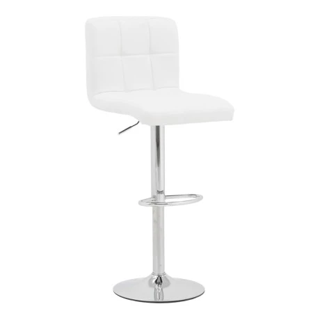 Bar stool Remina pakoworld height adjustable white pu-chrome base 44x44x112cm