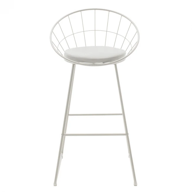 Seth pakoworld bar stool white metal wire with white pvc cushion