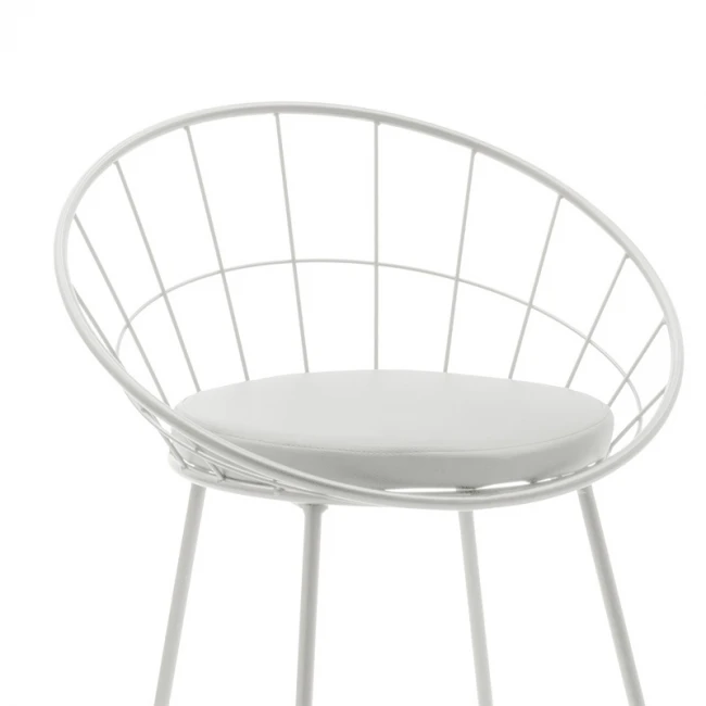 Seth pakoworld bar stool white metal wire with white pvc cushion