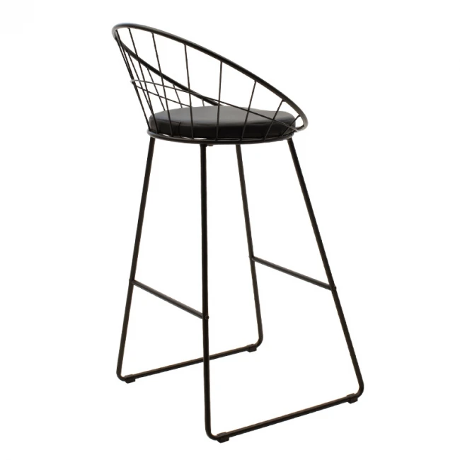 Seth pakoworld bar stool black metal wire with black pvc cushion