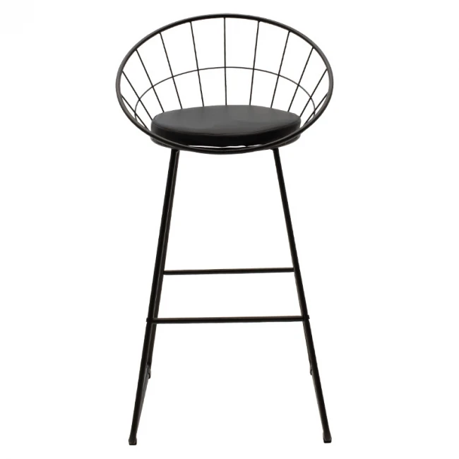 Seth pakoworld bar stool black metal wire with black pvc cushion