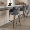 Bar stool Tolerse Inart light gray fabric-leg black metal
