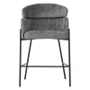 Bar stool Tolerse Inart light gray fabric-leg black metal