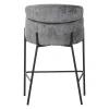 Bar stool Tolerse Inart light gray fabric-leg black metal
