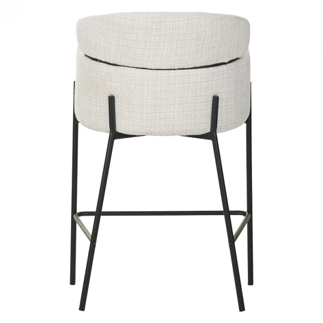 Bar stool Tolerse Inart beige fabric-leg black metal