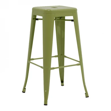 Bar stool Utopia pakoworld metal in dark oline green color 42x42x76cm