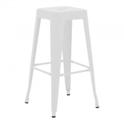 Σκαμπό μπαρ Utopia pakoworld μέταλλο σε λευκή ματ απόχρωση 42x42x76εκ