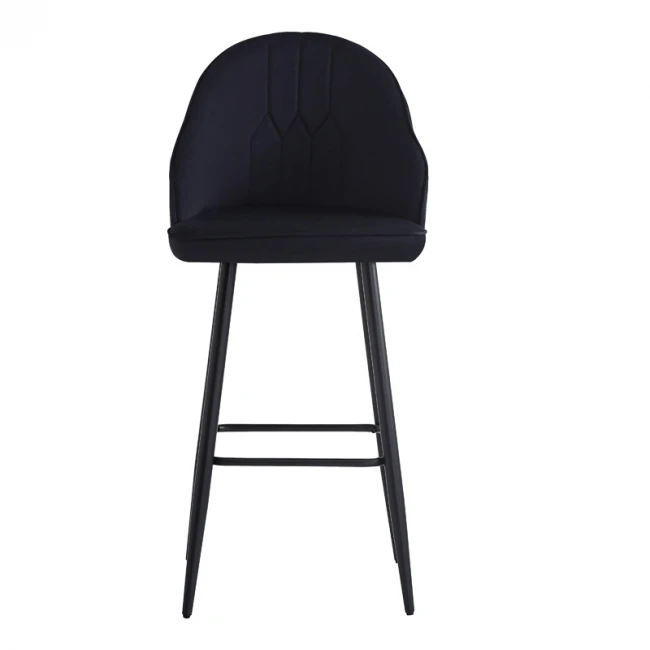Bar stool Velva pakoworld velvet in black color 46x45x113cm