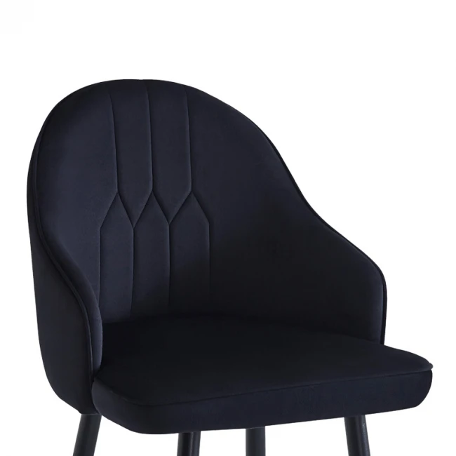 Bar stool Velva pakoworld velvet in black color 46x45x113cm