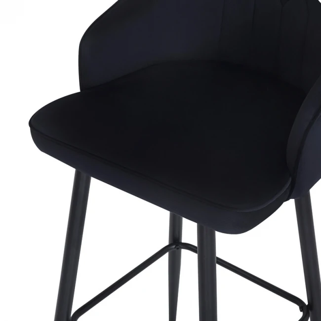 Bar stool Velva pakoworld velvet in black color 46x45x113cm