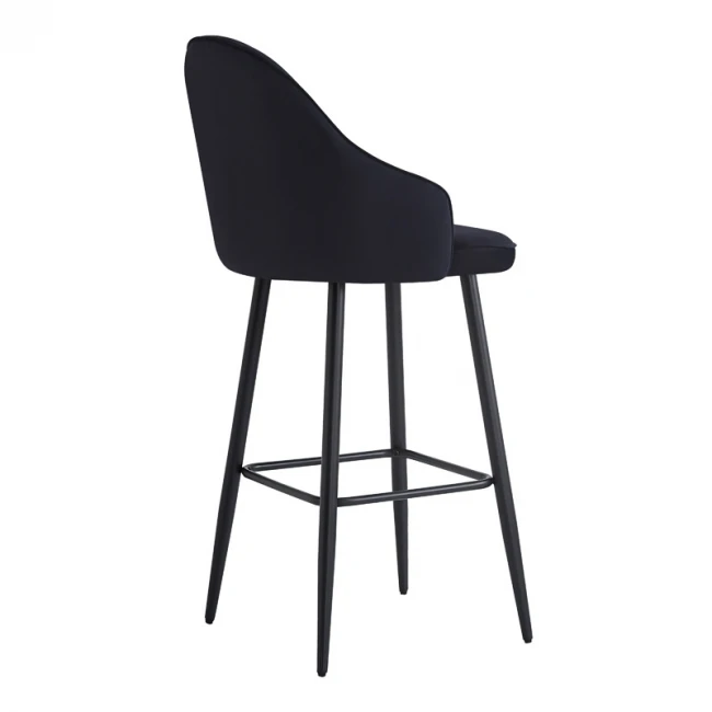 Bar stool Velva pakoworld velvet in black color 46x45x113cm
