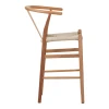 Bar stool Wishbone pakoworld rubberwood-rope in natural shade 55x49x108cm