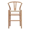 Bar stool Wishbone pakoworld rubberwood-rope in natural shade 55x49x108cm