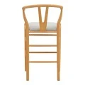 Middle-height bar stool Wishbone pakoworld rubberwood-fabric in natural-grey color 51x60x95cm