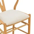 Middle-height bar stool Wishbone pakoworld rubberwood-fabric in natural-beige color 51x60x95cm