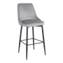 Zedna bar stool pakoworld grey velvet with black metal legs 52x57x111cm