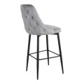 Zedna bar stool pakoworld grey velvet with black metal legs 52x57x111cm