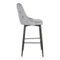 Zedna bar stool pakoworld grey velvet with black metal legs 52x57x111cm