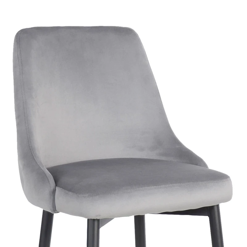 Zedna bar stool pakoworld grey velvet with black metal legs 52x57x111cm