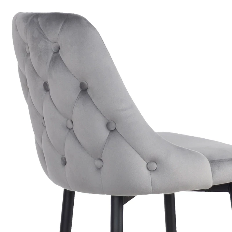 Zedna bar stool pakoworld grey velvet with black metal legs 52x57x111cm