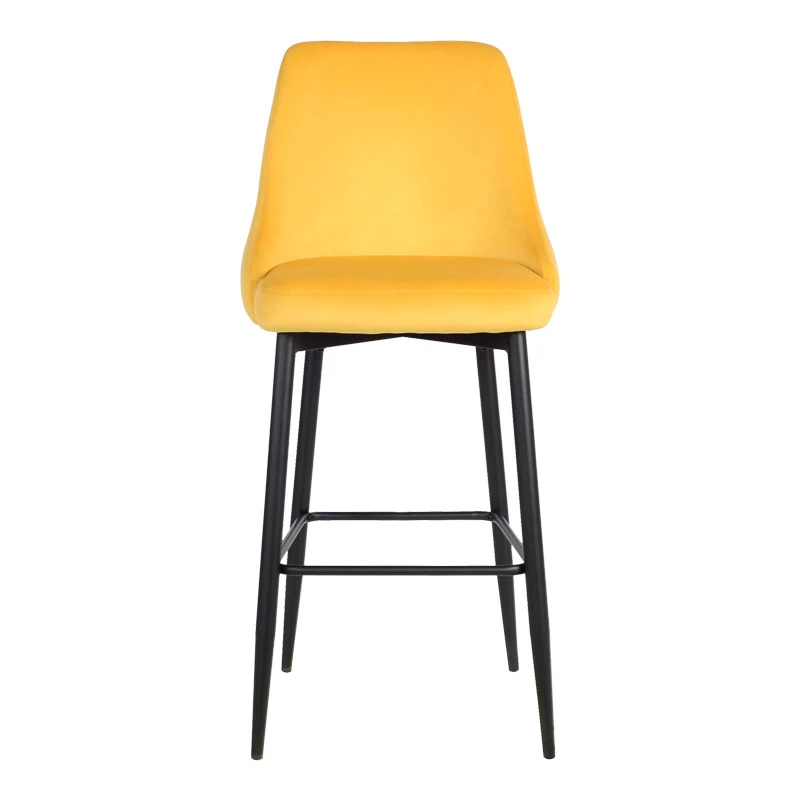 Zedna bar stool pakoworld yellow velvet with black metal legs 52x57x111cm