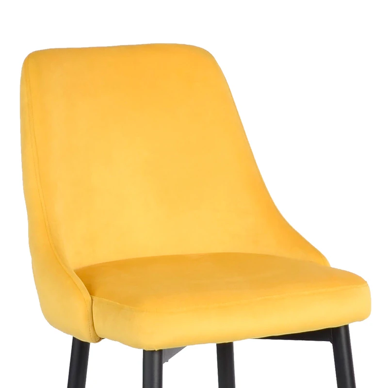 Zedna bar stool pakoworld yellow velvet with black metal legs 52x57x111cm