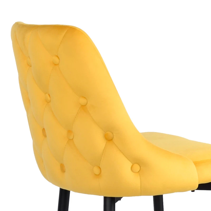 Zedna bar stool pakoworld yellow velvet with black metal legs 52x57x111cm