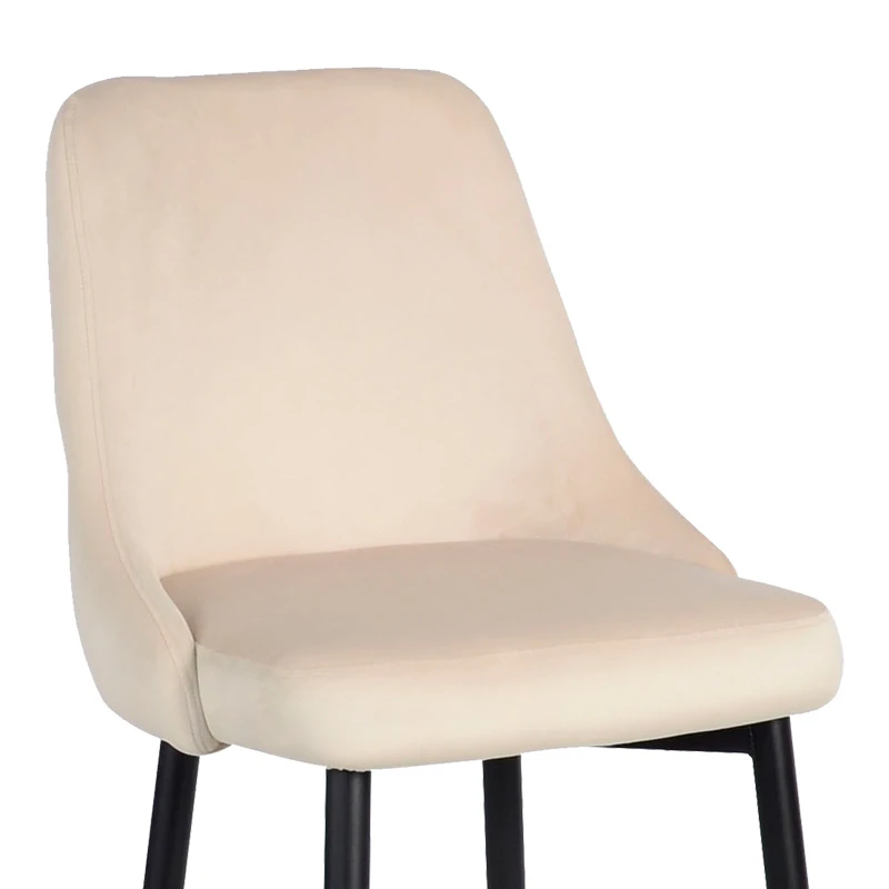 Zedna bar stool pakoworld beige velvet with black metal legs 52x57x111cm