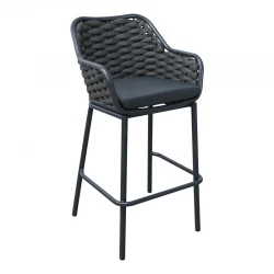 Zuki pakoworld aluminum bar stool stackable with gray frame and cushion 55x54x109cm Zuki pakoworld aluminum bar stool stackable with gray frame and cushion 55x54x109cm