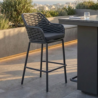 Zuki pakoworld aluminum bar stool stackable with gray frame and cushion 55x54x109cm