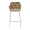 Zuki pakoworld aluminum bar stool stackable with white frame and cushion 55x54x109cm