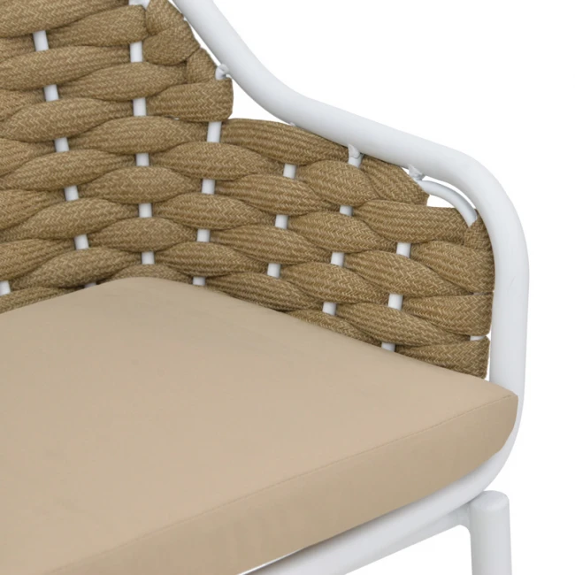 Zuki pakoworld aluminum bar stool stackable with white frame and cushion 55x54x109cm