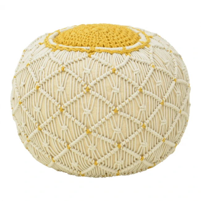 Boha Inart jute stool-pouf in natural and white shade D40x30cm