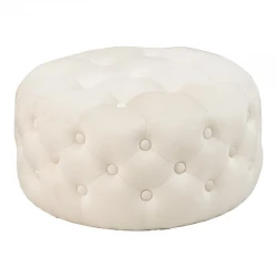 Pouf stool Ferdia pakoworld velvet cream D59x28.5cm