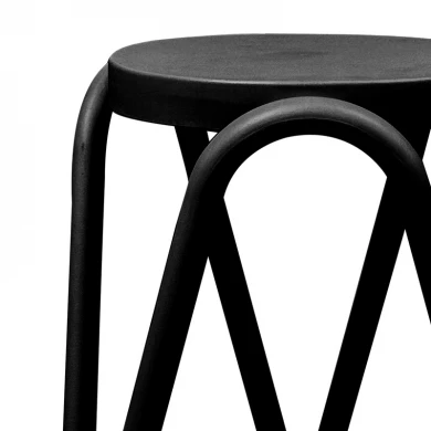 Stackable stool Serzona pakoworld pp in black color D27x45.5cm