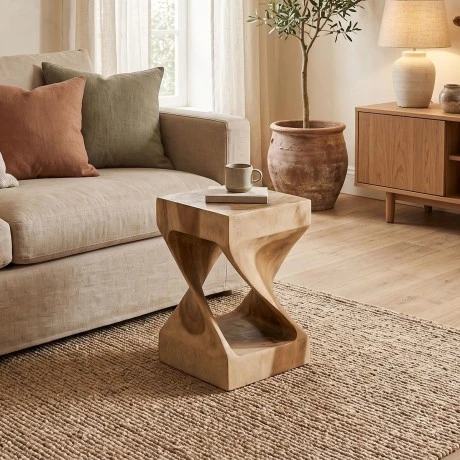 Stool Table Cabair pakoworld suar wood in natural shade 30x30x46cm