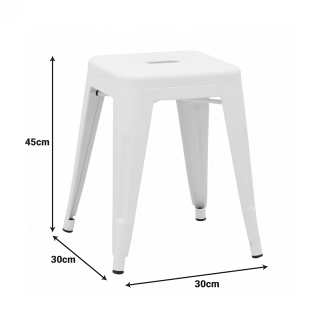 Σκαμπό Utopia pakoworld μέταλλο σε λευκή ματ απόχρωση 30x30x45εκ