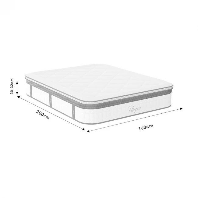Utopia pakoworld pocket spring mattress with aloe vera top layer 30-32cm 160x200cm
