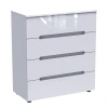 Chest of drawers Afina pakoworld mdf in white glossy color 90x44x101cm